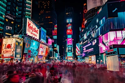 纽约时代广场人群夜间延时摄影